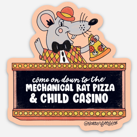 Mechanical Rat & Child Casino - Sticker by NatterDoodle