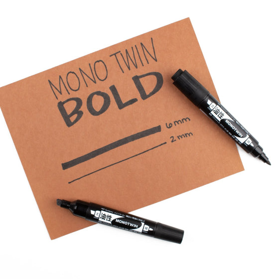 MONO Twin Permanent Marker - Black - Dual Tip Fine & Chisel