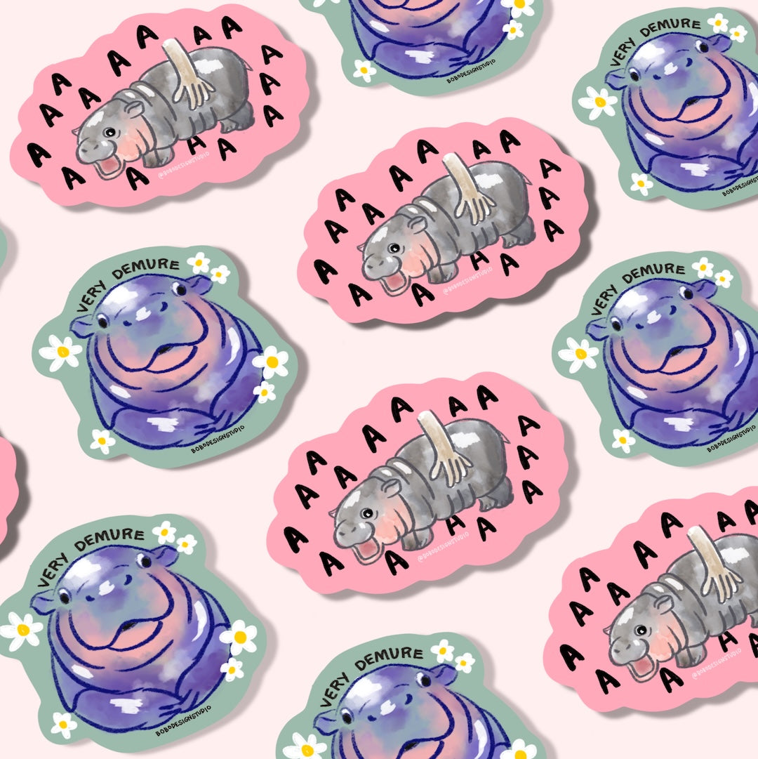 Hangry Screaming Moist Baby Hippo Sticker