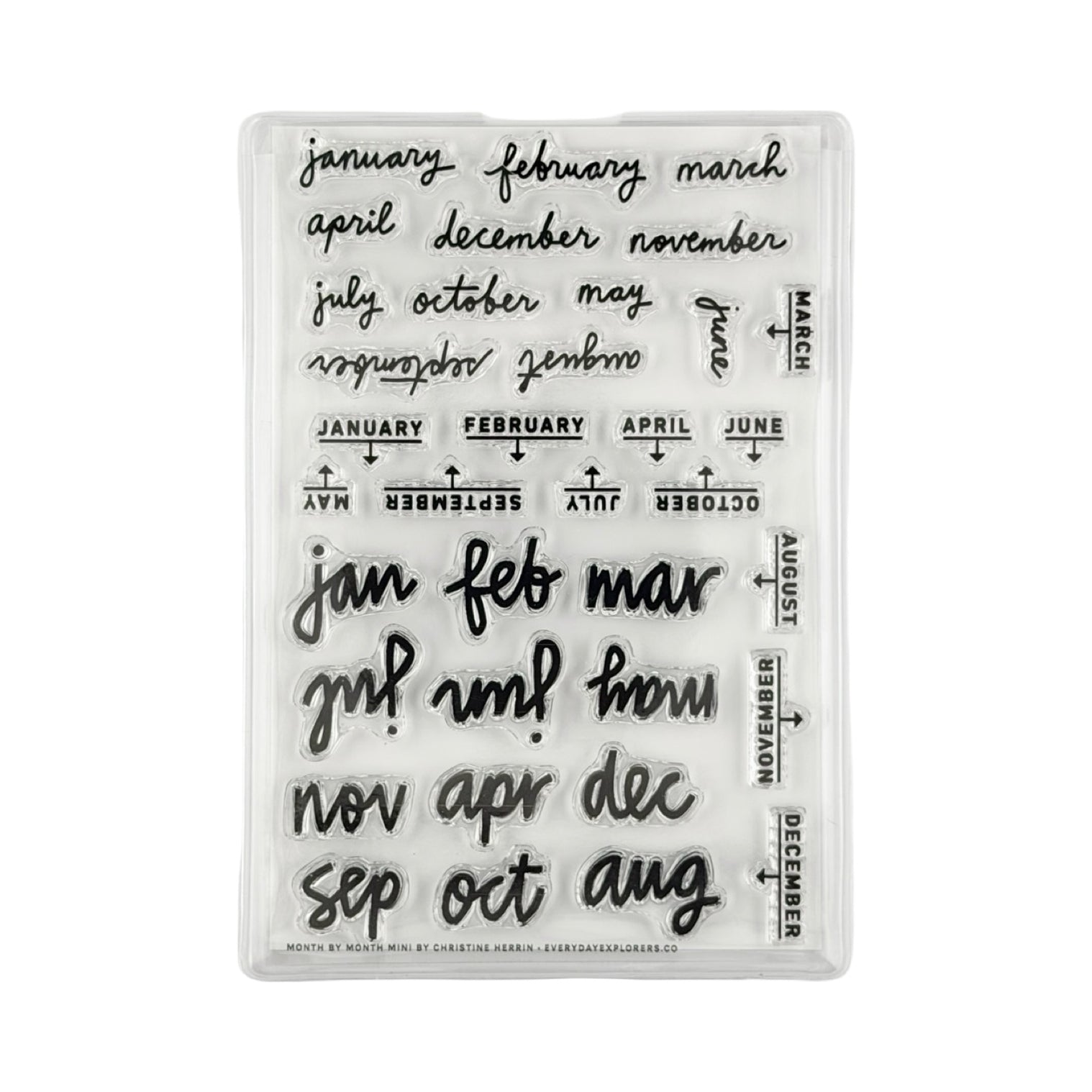 Month-by-Month Clear Rubber Stamp Set - 4x6