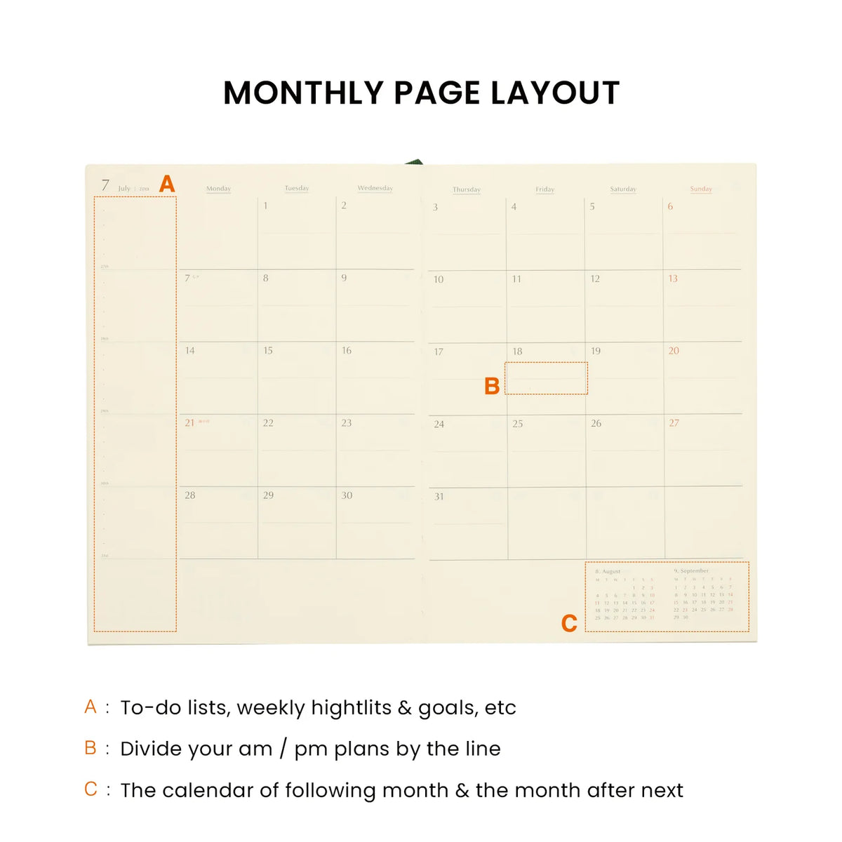 2027 Monthly Planner Coton A5 - Blue