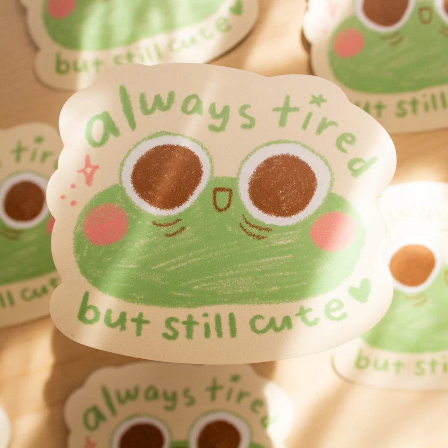 Always Tired But Still Cute Frog Sticker