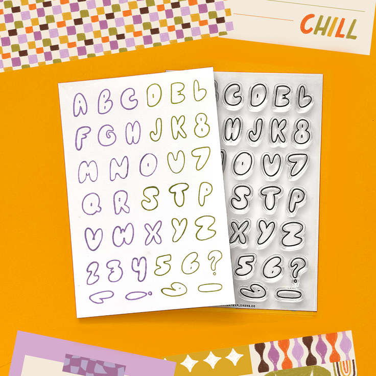 Bubble Letters Clear Rubber Stamp Set - 4x6