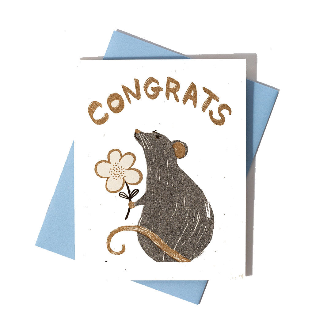 Congrats Rat - Risograph Card