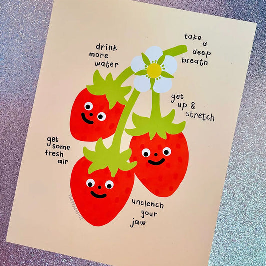 Self Care Strawberries Print