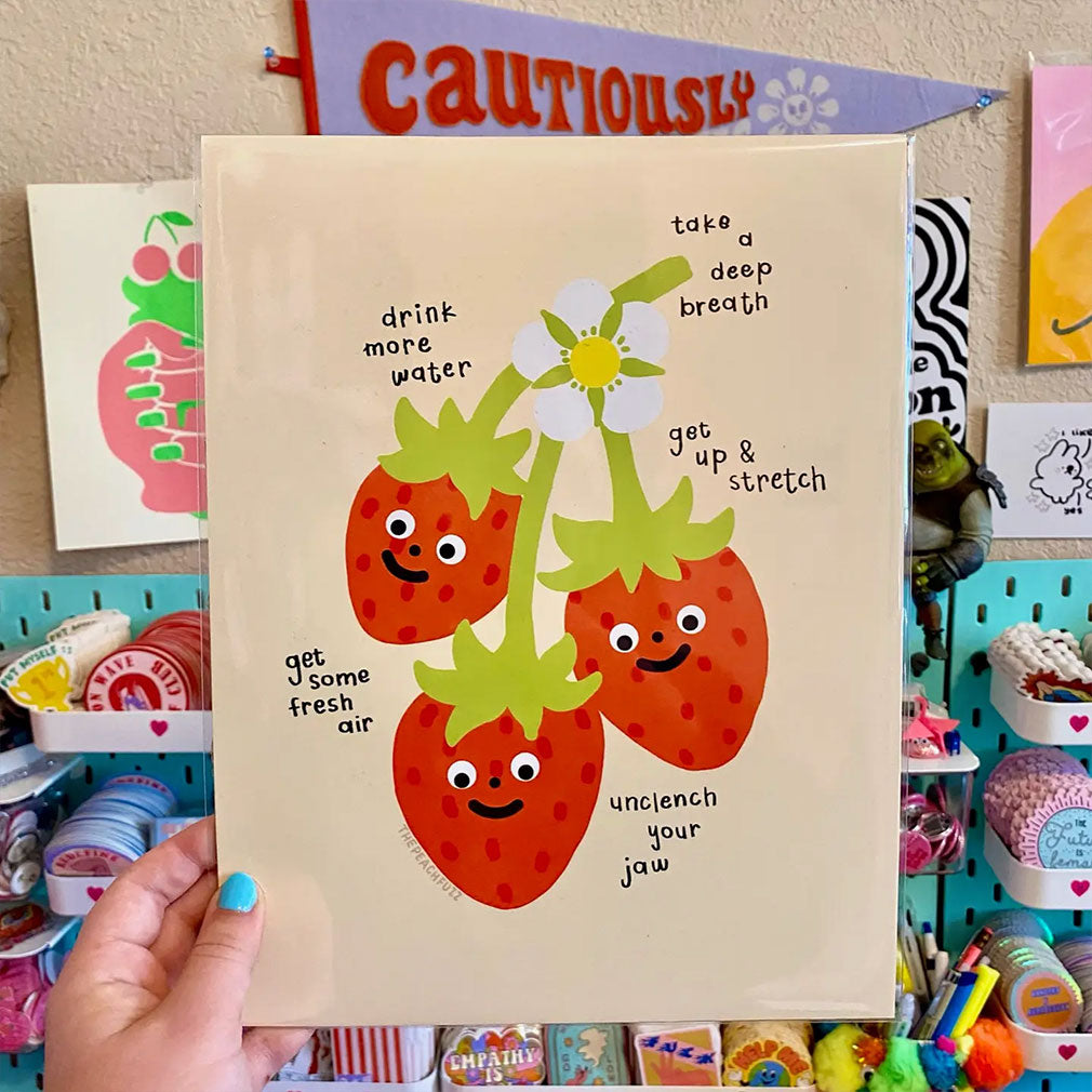 Self Care Strawberries Print