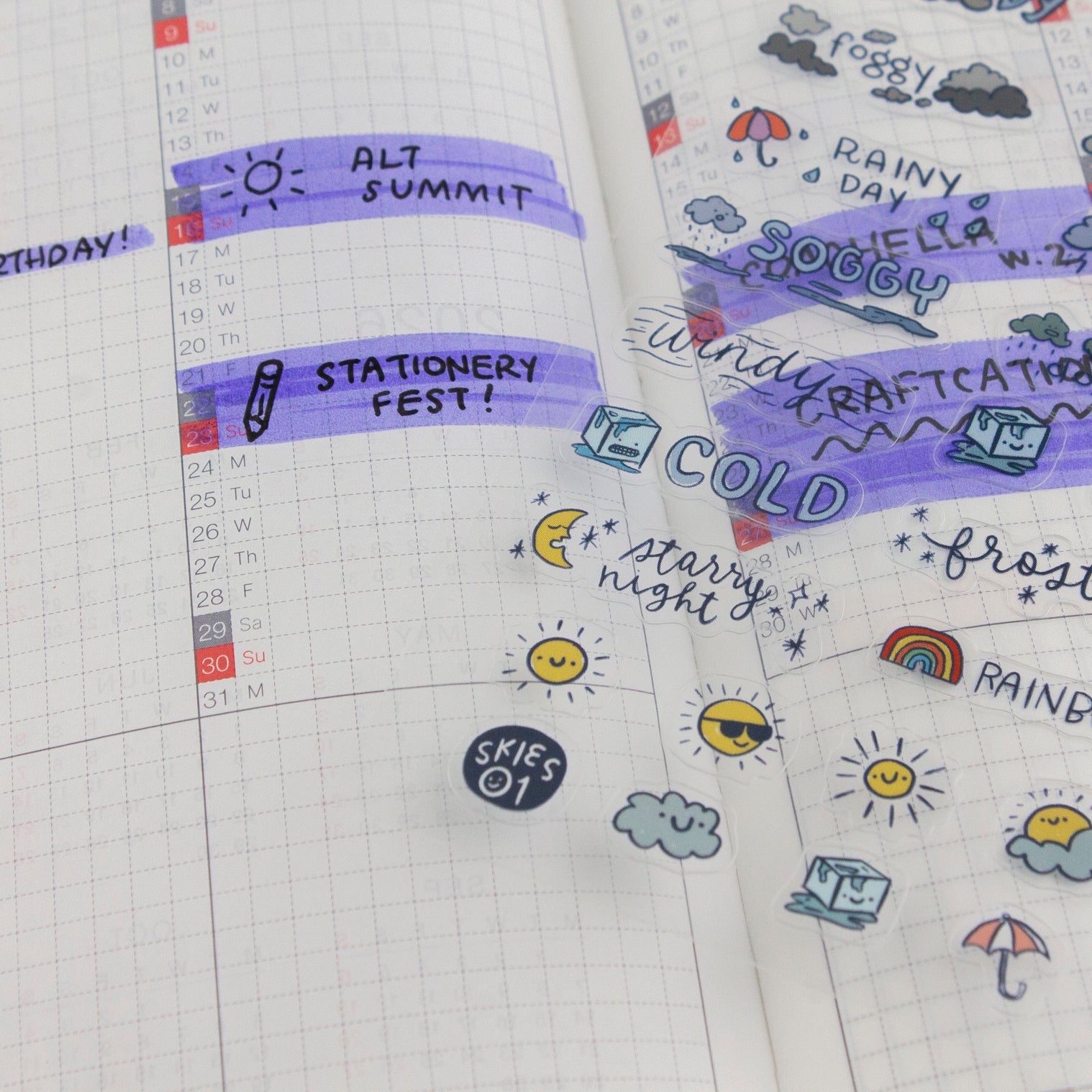 Skies 01-Clear Planner Sticker Sheet