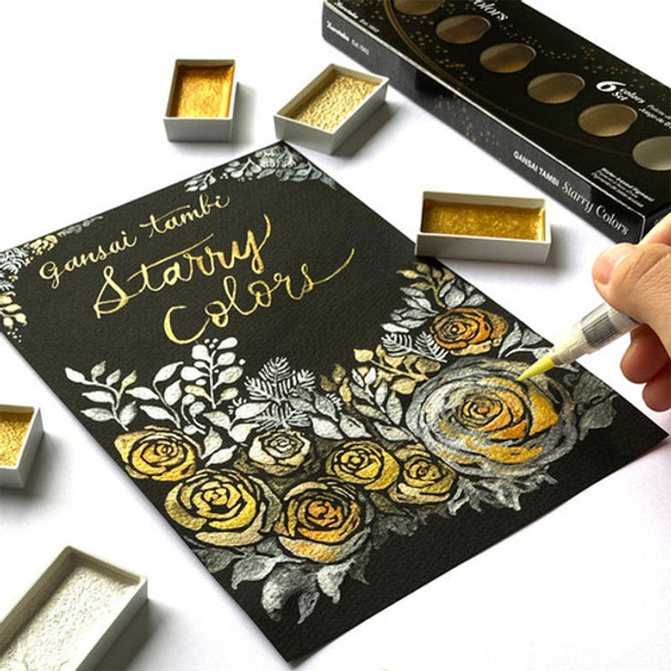 Kuretake Gansai Tambi Metallic Watercolor Set - 6- Starry Colors
