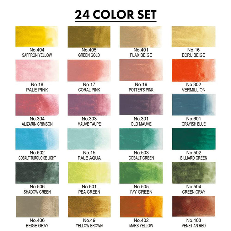 Kuretake Gansai Tambi Watercolor Set - 24 Vintage Color Set