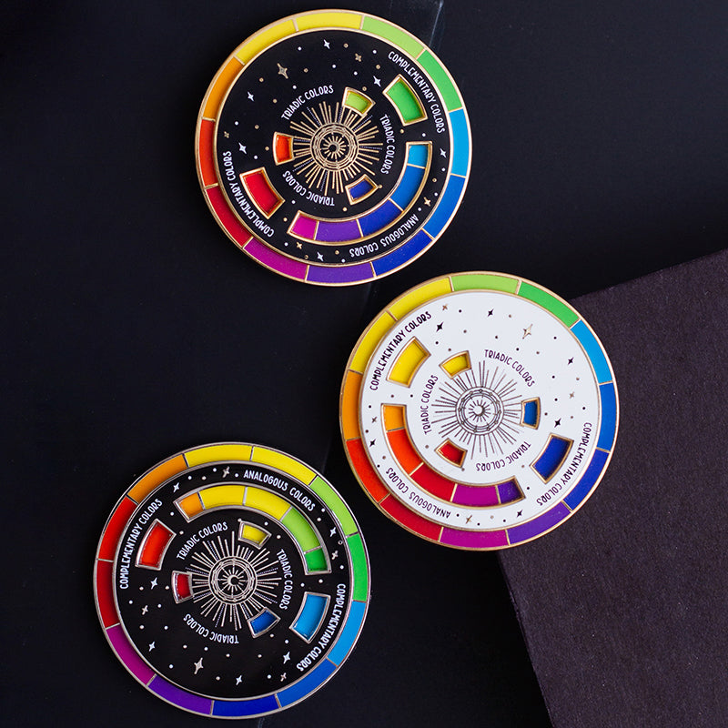 Rainbow Color Wheel - Interactive Enamel Pin - The Gray Muse