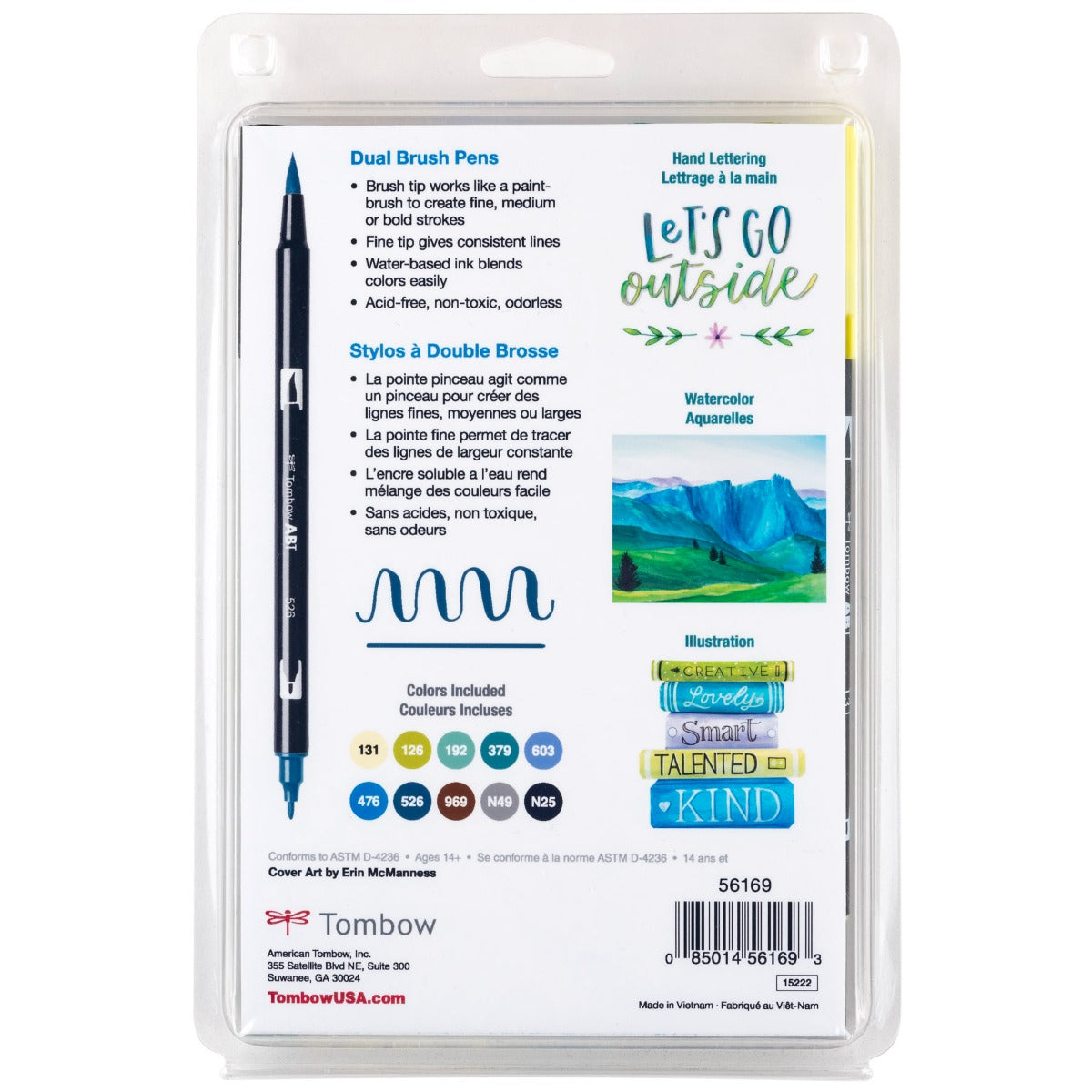 Dual Brush & Fine Pen Markers 10 Set, Landscape Colors Tombow Dual