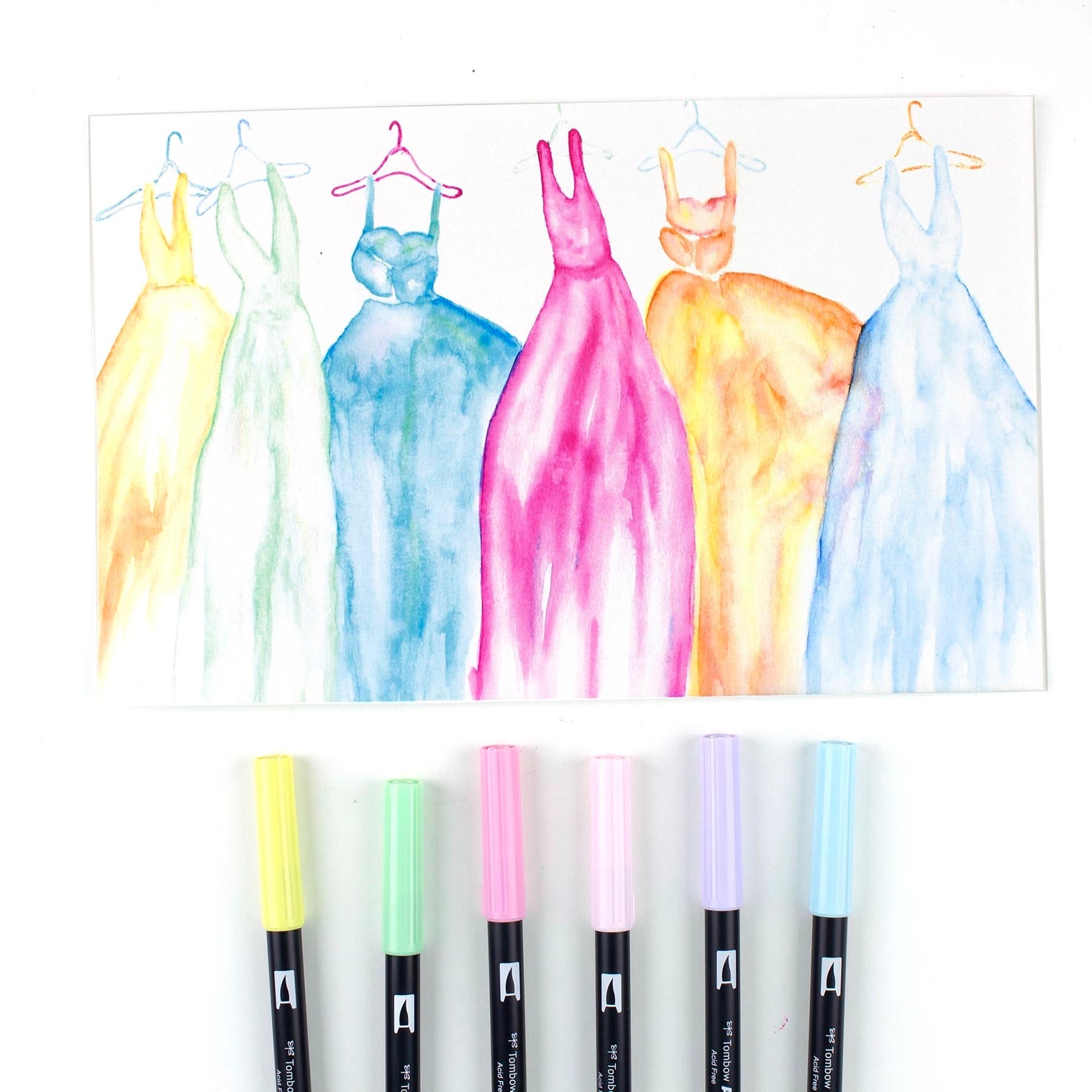 Pastel 6-Pack Dual Brush Pen