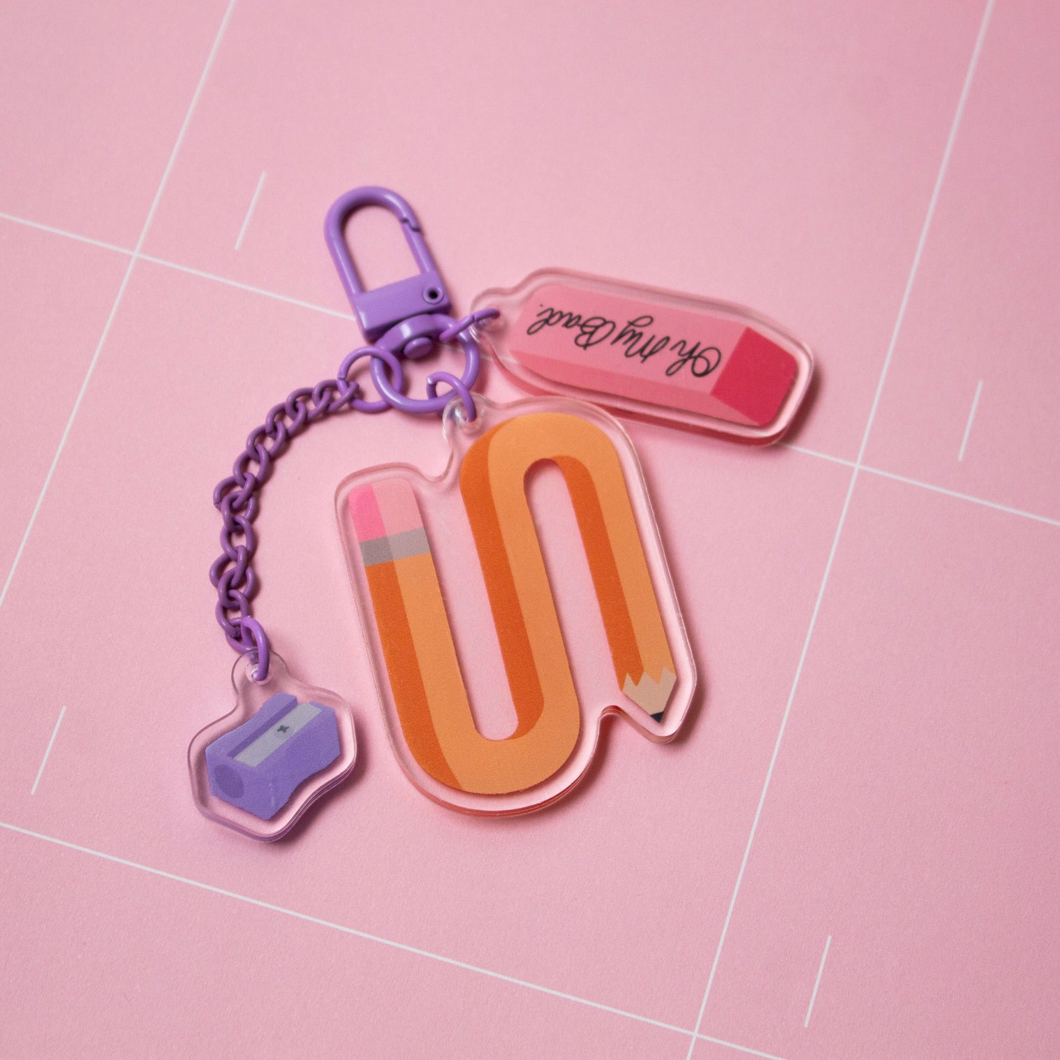 Oops My Bad - Pencil and Eraser Trinket Charm Keychain