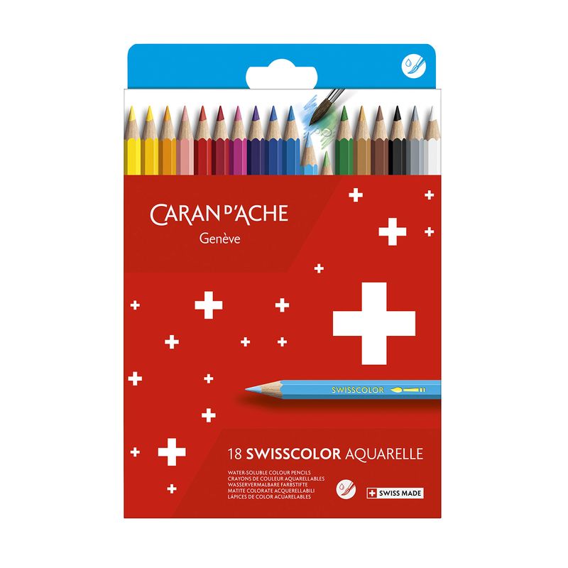 Water Colored Pencils Swisscolor 18 colors- Caran d'Ache