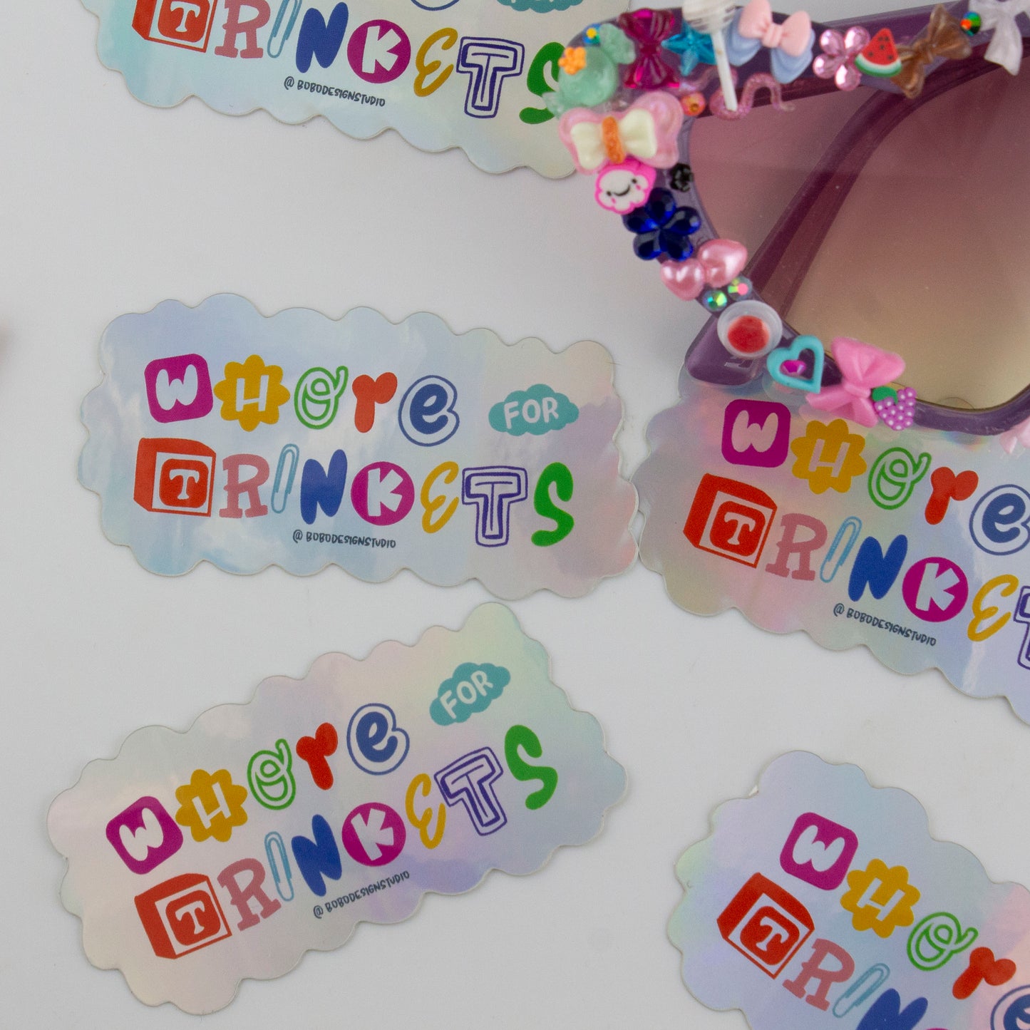 Whore For Trinkets Holographic Vinyl Sticker