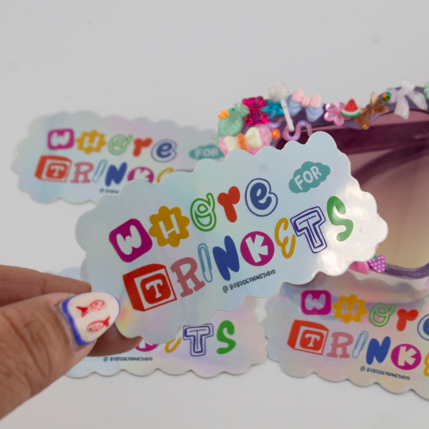 Whore For Trinkets Holographic Vinyl Sticker