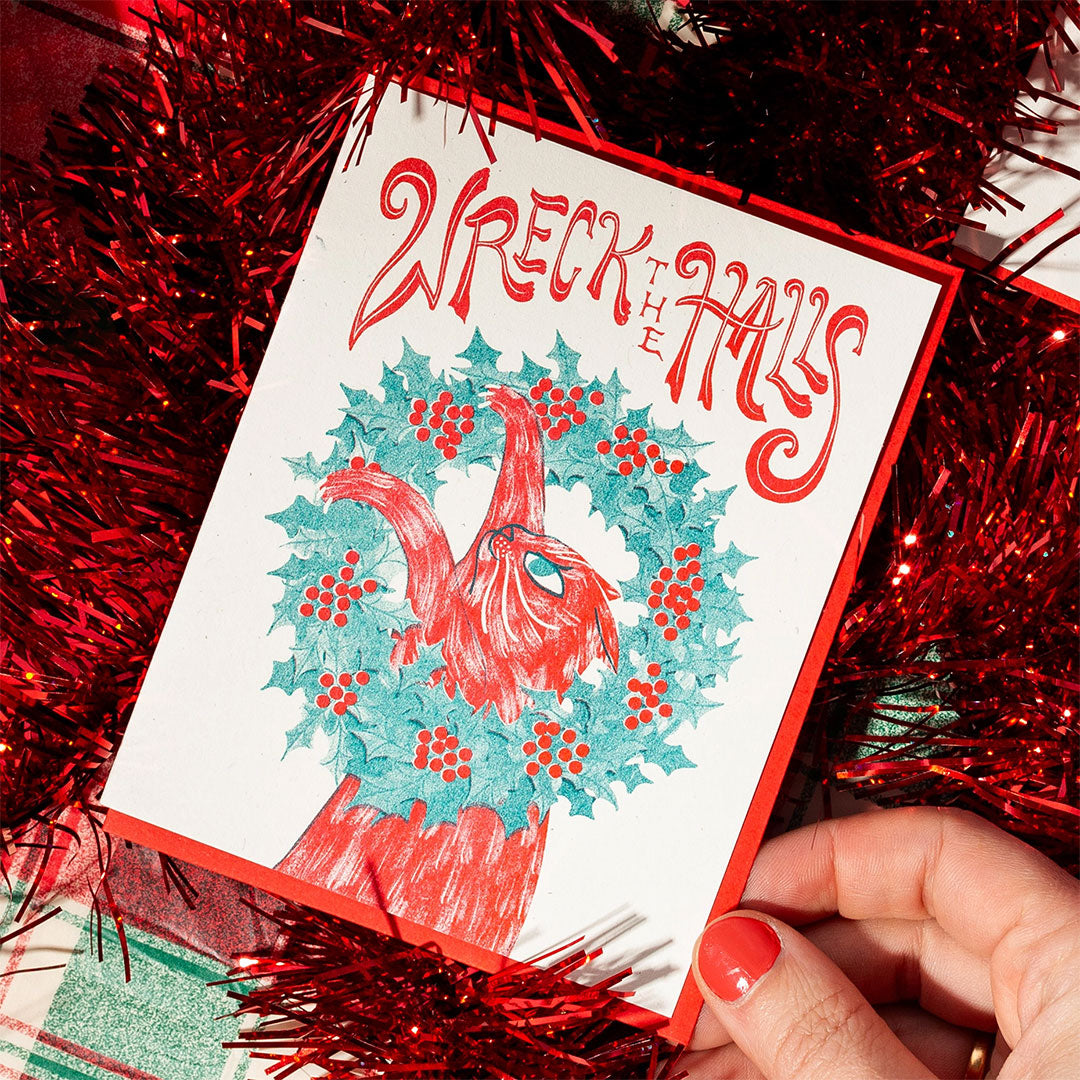 Wreck the Halls - Risograph Christmas Card