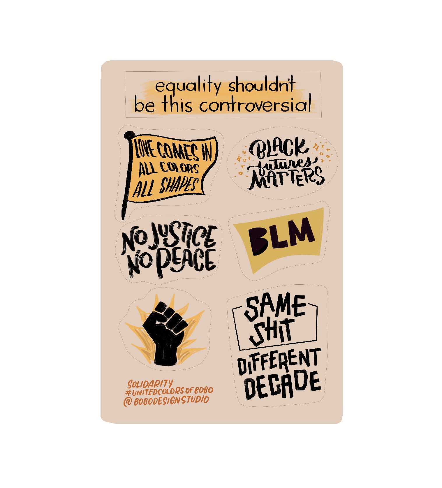 BLM Sticker Sheet 4x6 Bobo Design Studio