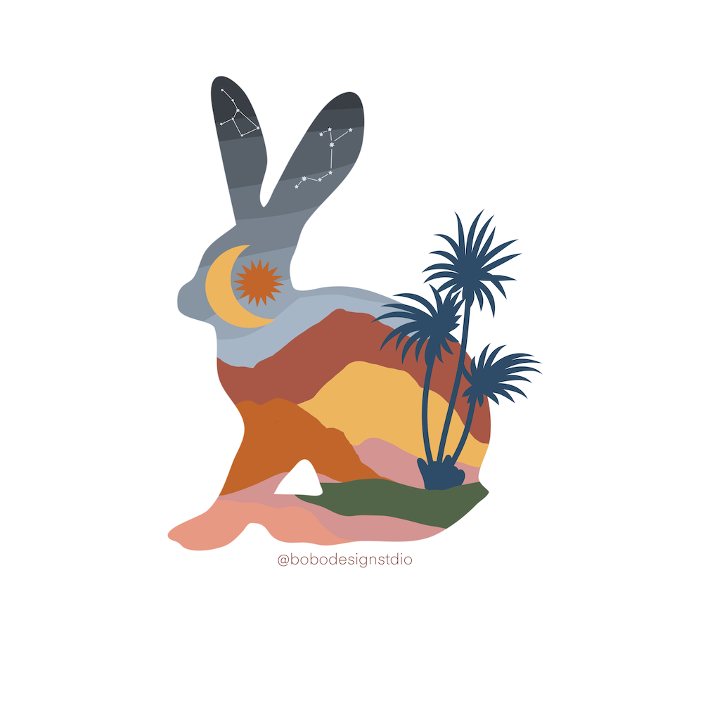Desert Bunny Clear Vinyl Sticker