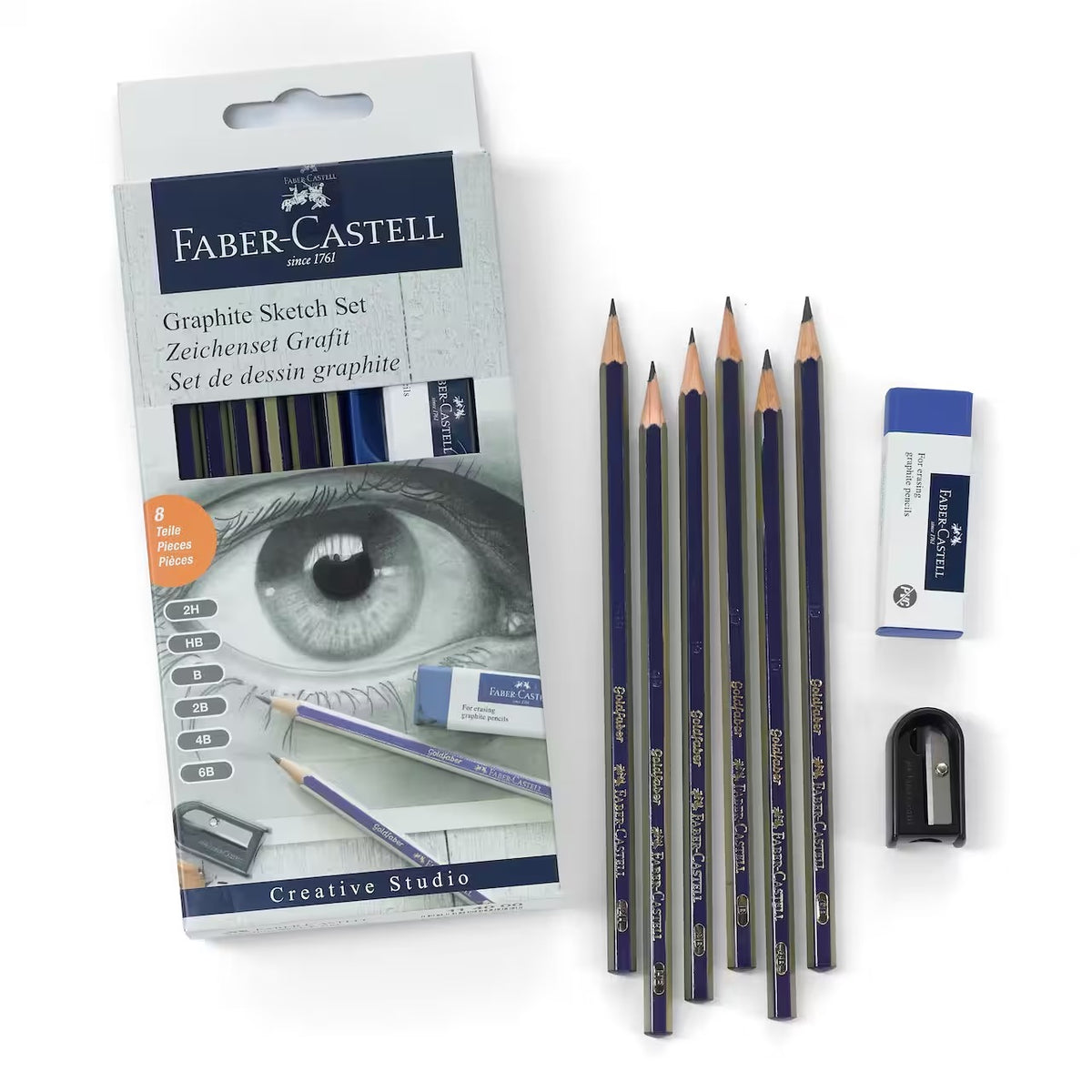 Faber Castell Sketch Set - Graphite Pencils + Sharpener + Eraser