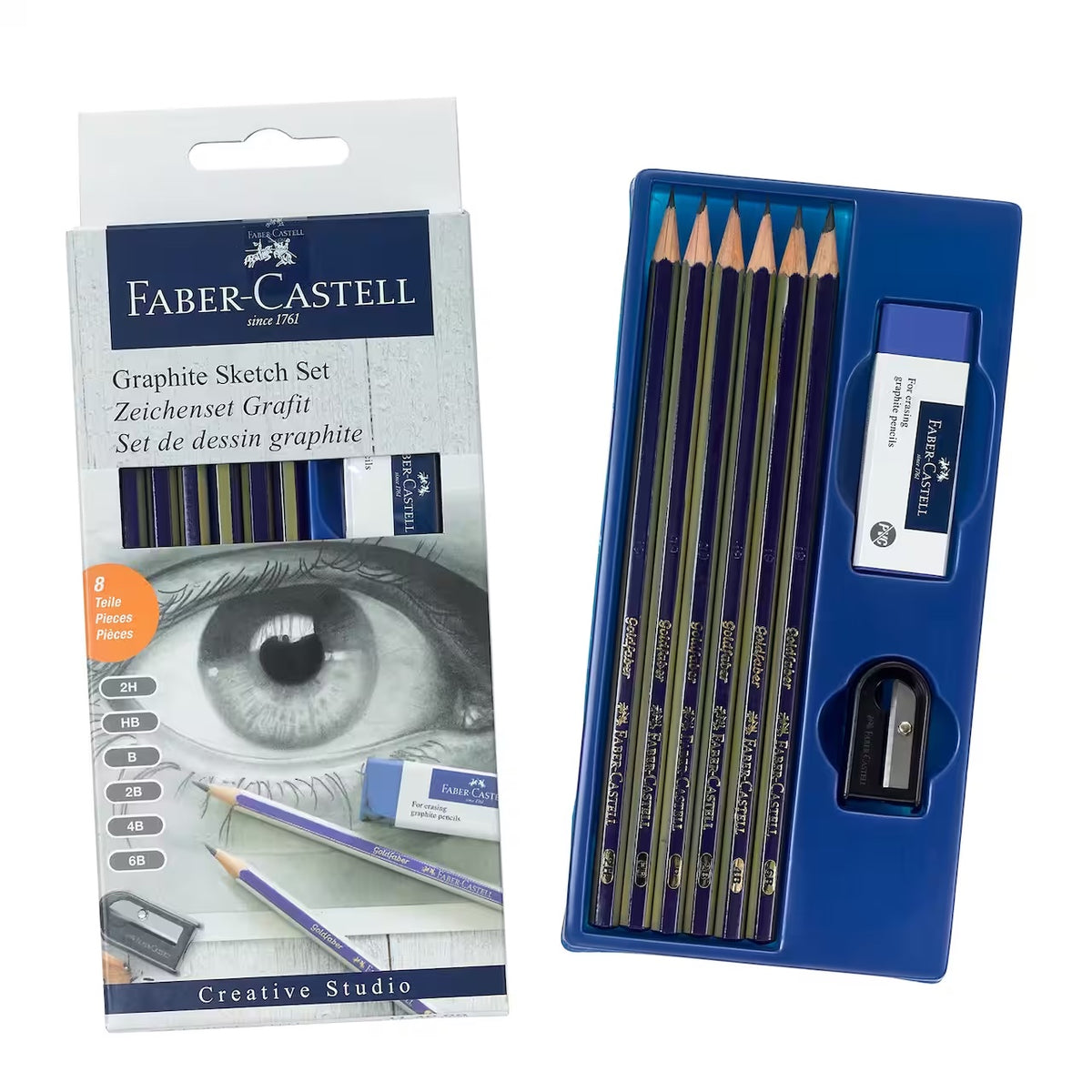 Faber Castell Sketch Set - Graphite Pencils + Sharpener + Eraser