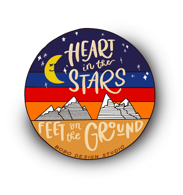Heart in the Stars Feet on the Ground Sticker