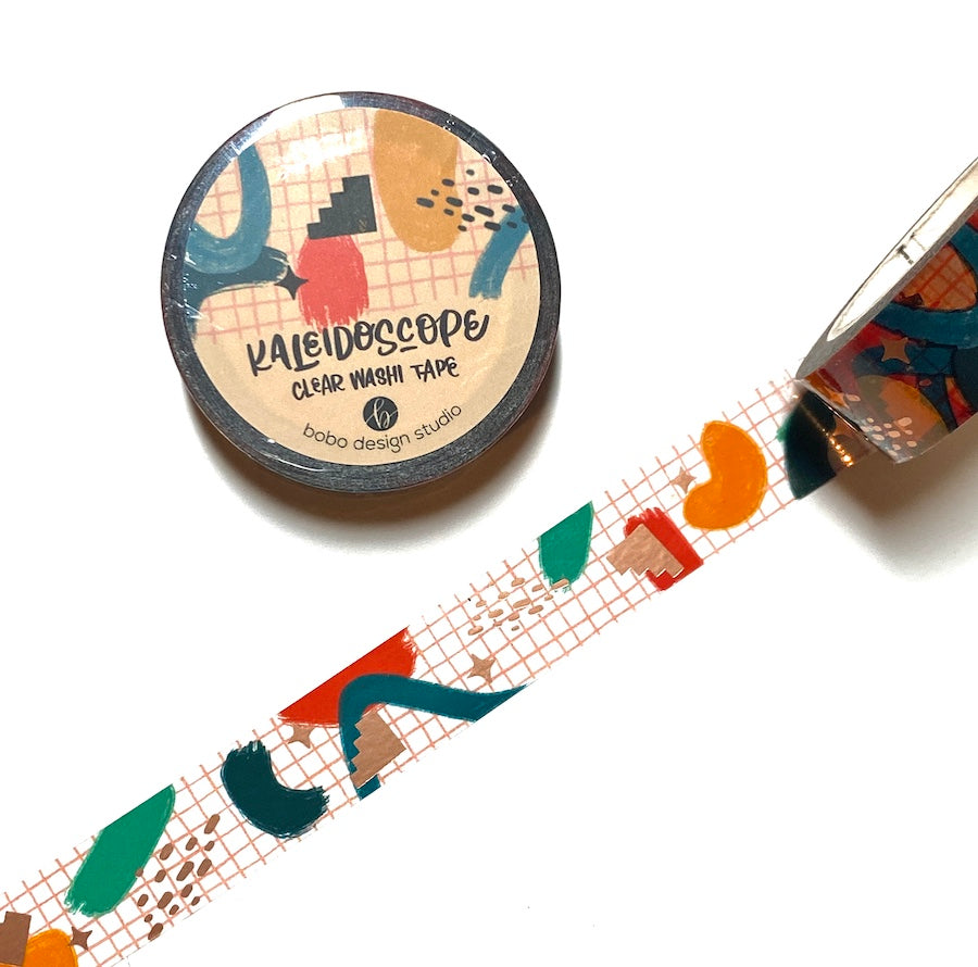 clear washi tape with abstract and modern designs in the style of Kaleidoscope