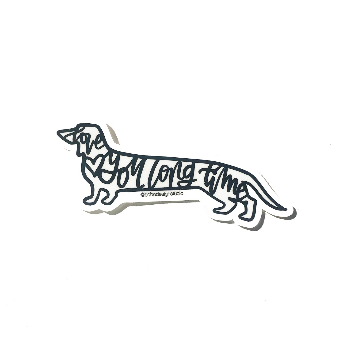 bobo design studio dachshund love you long time sticker on white background