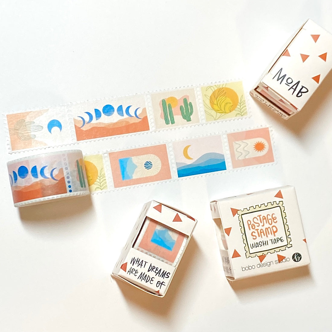 The Moab Postage Stamp Washi Tape features 7 unique designs capturing the magic of Moab.
