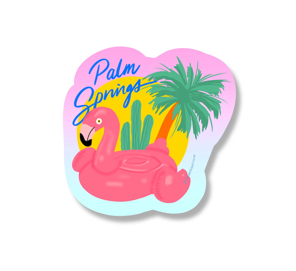 Palm Springs Flamingo Floatie Sticker – bobo design studio