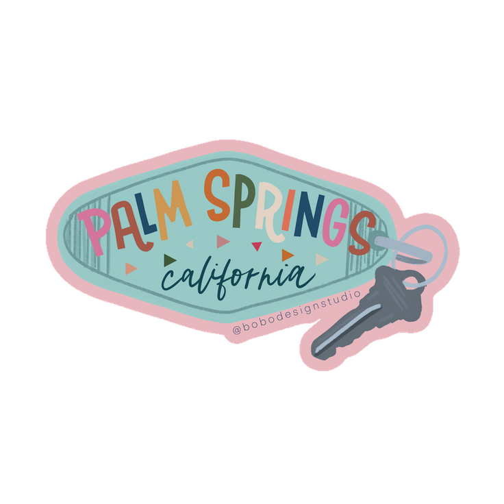 Palm Springs Motel Keychain Sticker
