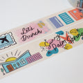 two palm springs washi tapes rolled out with various palm springs designs 
