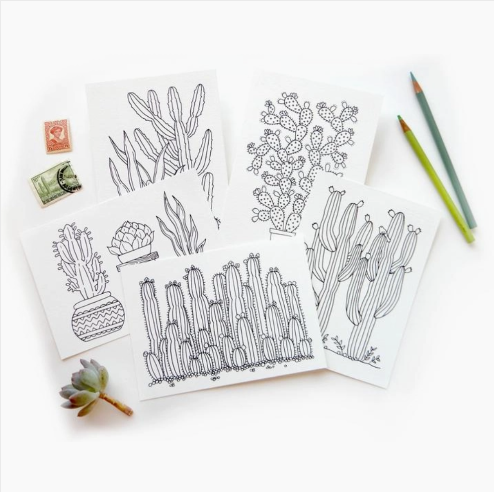 Coloring Postcard Cactus Collection