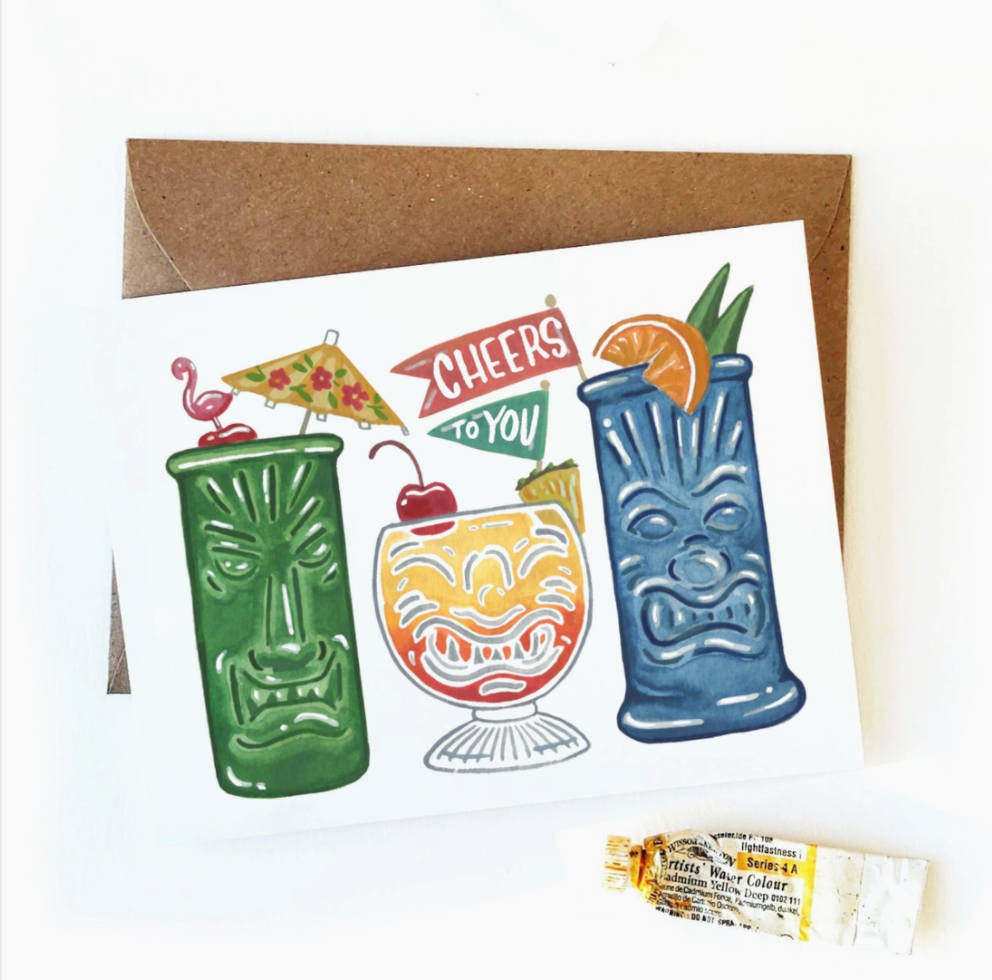 Tiki Birthday Card