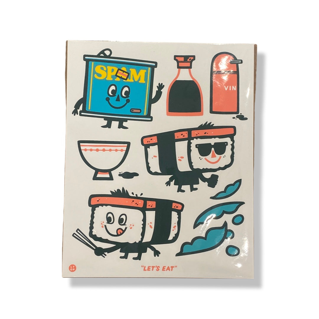 Musubi Layout Let's Eat Musubi - Art Print - 8x10- Silkscreen - Little Friends of Pr ...