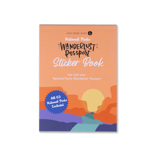 National Parks Wanderlust Passport Sticker book cover on a white background