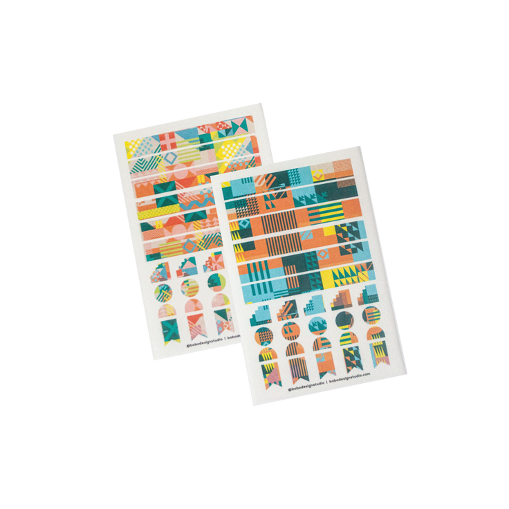 Washi Sticker Sheet in Nordic comes with two sheets of washi stickers with a fun and bright traditional nordic pattern to it. 