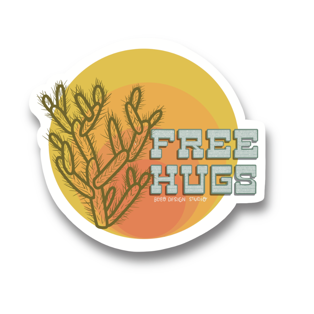 Free Hugs Cholla Cactus Vinyl Sticker