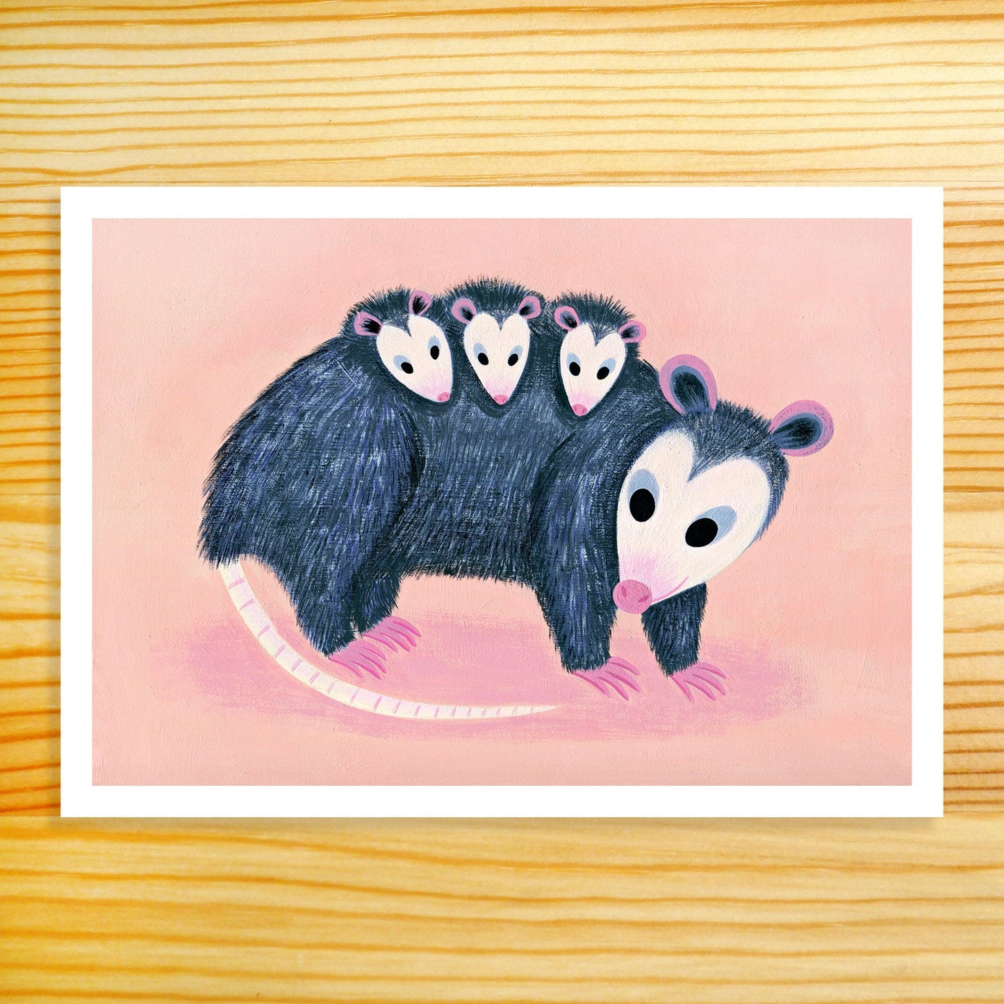 Babies on Board (Opossum Family) - 5x7 Print - Nellie Le