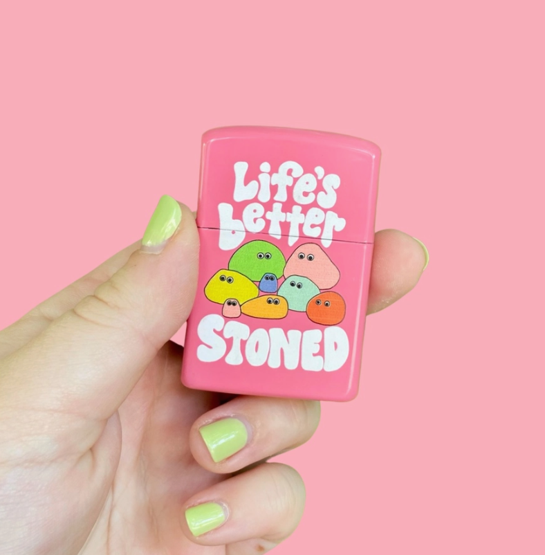 Life is Better Stoned Refillable Lighter- The Peach Fuzz