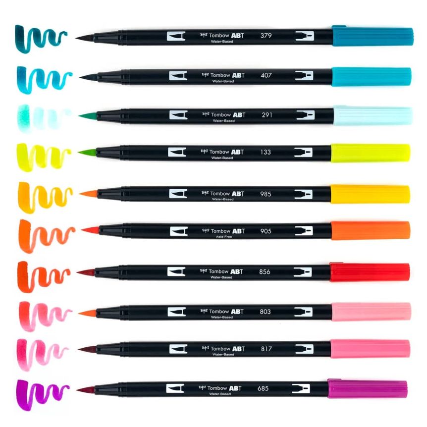 Tombow Dual Brush Pen Set of 10 - Pastel