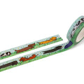 winer wonderland washi tape rolled out variety of winer dogs on green grass with a sky blue background